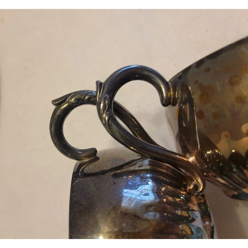 Vtg Oneida‎ Creamer Sugar Tray Set Silver Regency Tea Service MCM Tarnished